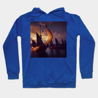 Viking Raiders on Longships Hoodie